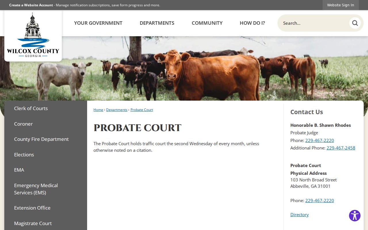 Wilcox County warrant search traffic court schedule and contacts