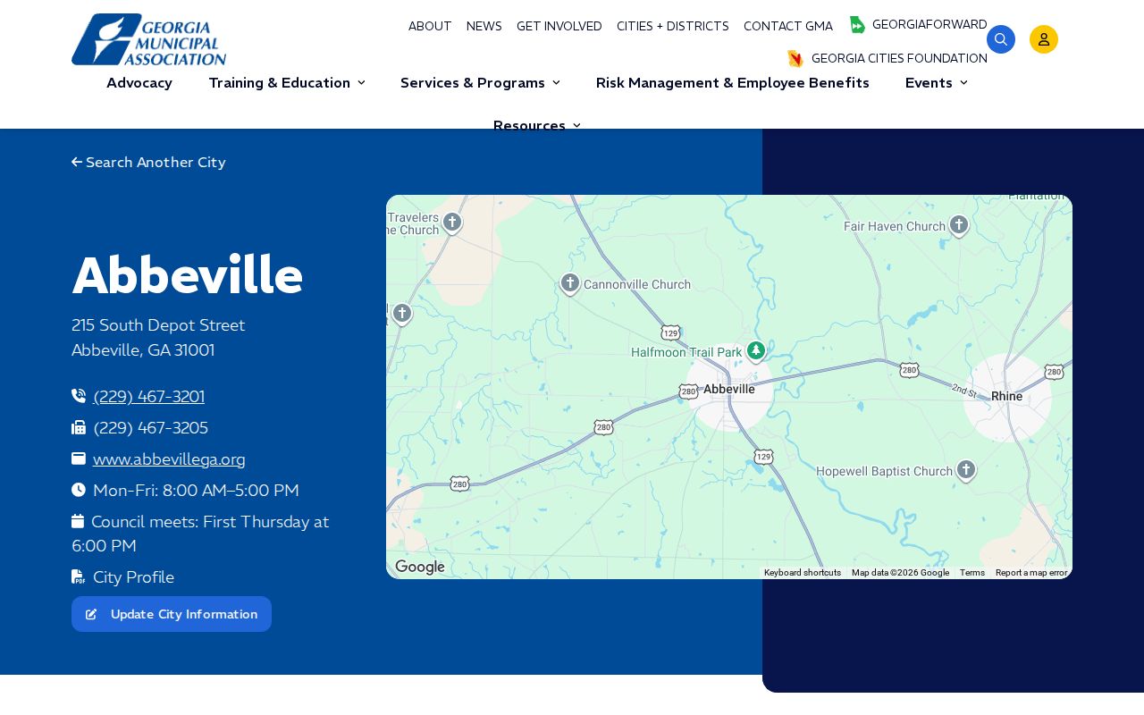 Georgia Municipal Association Abbeville city address and contact entry