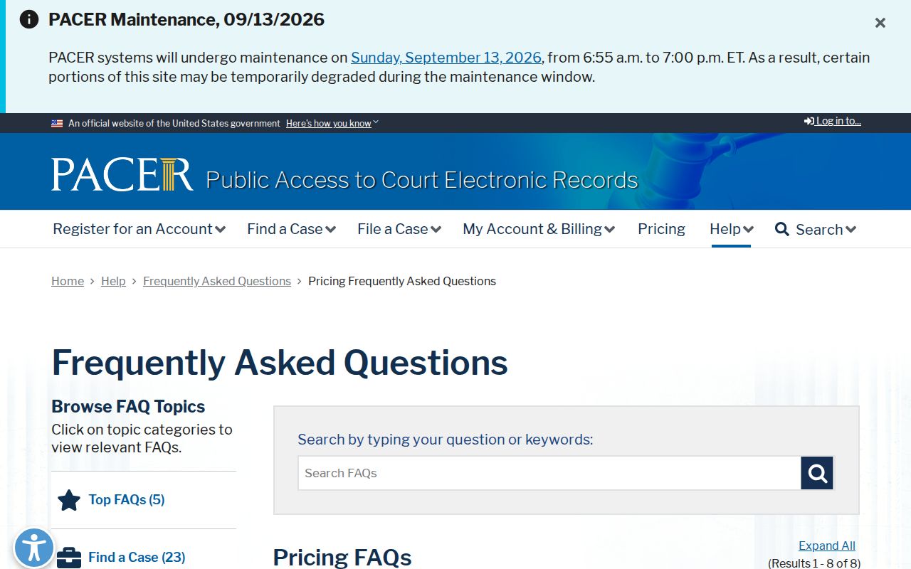 Wilcox County most wanted federal docket search fee guidance